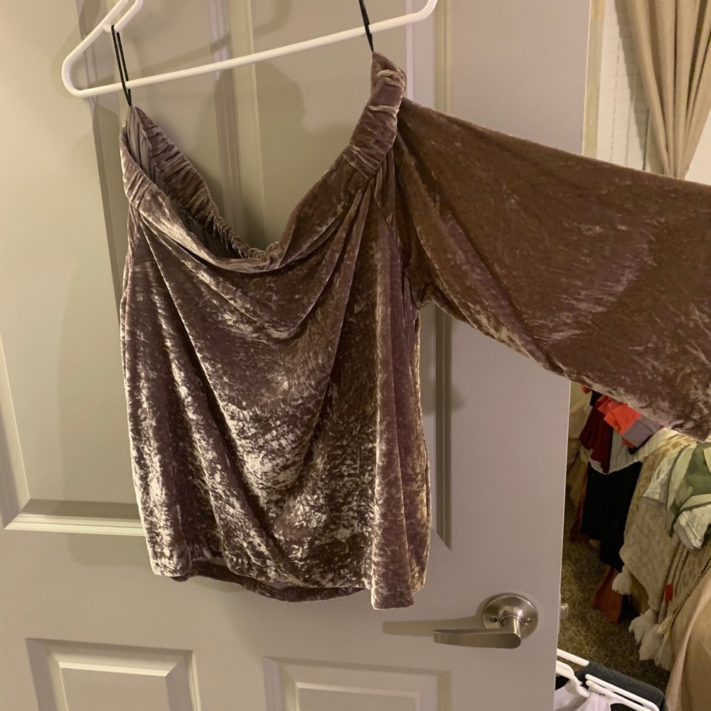 Calvin Klein off the shoulder velvet top